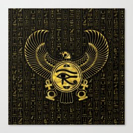 Egyptian Eye of Horus - Wadjet Gold and Black Canvas Print