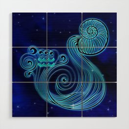 Astrology Horoscope Aquarius Zodiac Blue Wood Wall Art