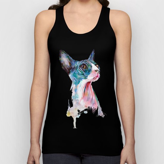 cat on pink Unisex Tank Top