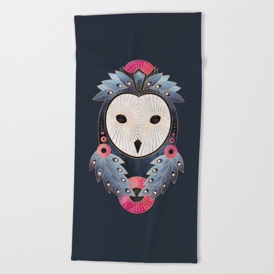 Owl 1 - Dark Beach Towel