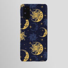 Sun and moon pattern gold and navy Android Case