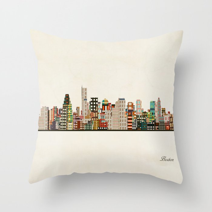 boston city skyline Throw Pillow