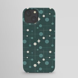 Mid Century Modern Abstract Pattern 31 in Teal, Charcoal and Cream iPhone Case