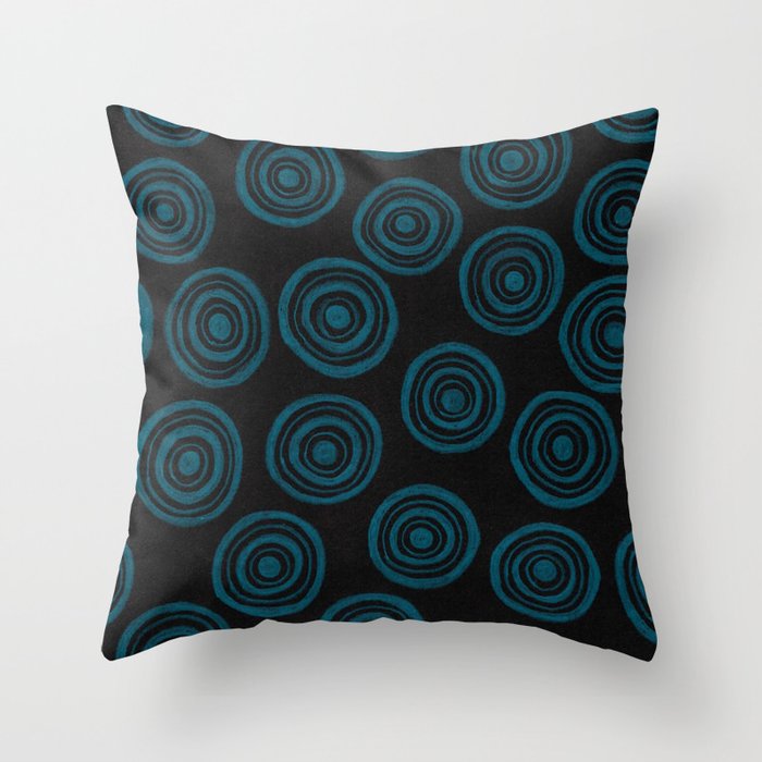 Rings in blue and black Throw Pillow