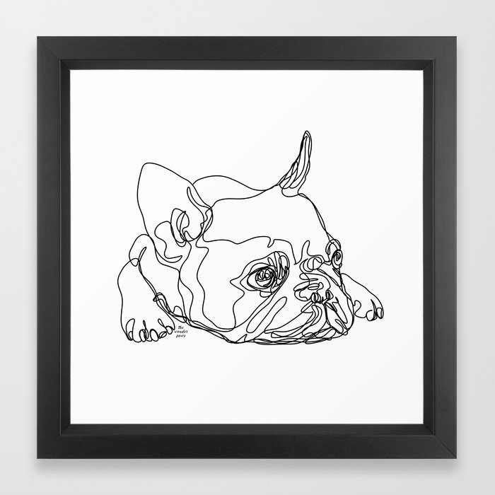 French Bulldog Puppy One Line Drawing Framed Art Print By The Wanderer Company Society6