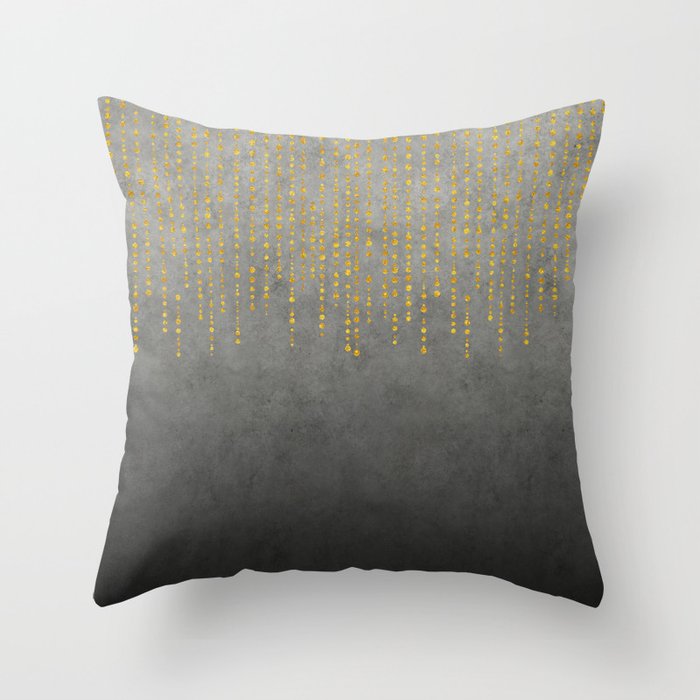 Dark Glamour golden faux glitter Throw Pillow