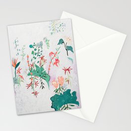 Abstract Jungle Floral on Pink and White Stationery Card