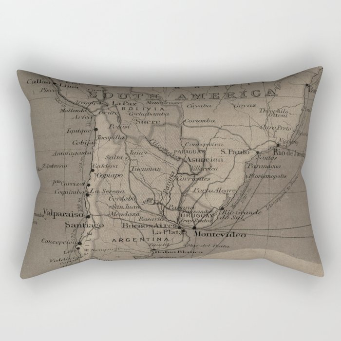 Vintage South America Map Rectangular Pillow