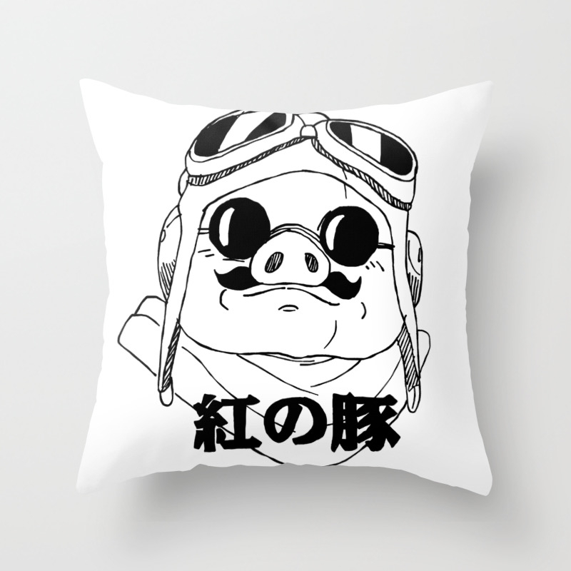 Porco Rosso Flying Pig Sketches Throw Pillow By Ubudarts Society6