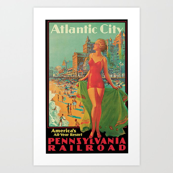 Atlantic city vintage bathing beauty Art Print