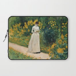 Reading on the garden path (1883) - Albert Aublet Laptop Sleeve
