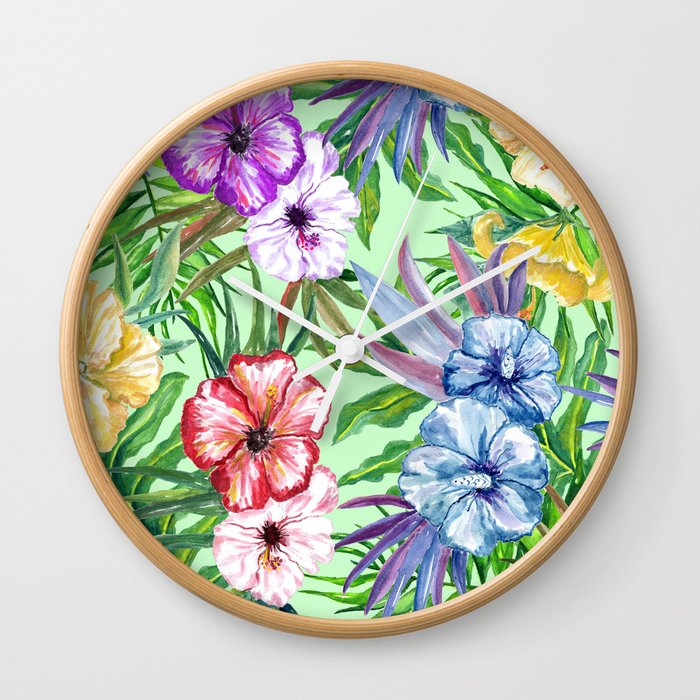 Tropical Summer 14 Wall Clock by Juliana RW Society6