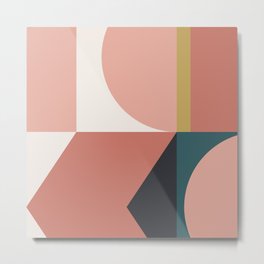 Maximalist Geometric 02 Metal Print | Boho, Minimaist, Teal, Geometric, Modern, Gold, Midcentury, Pink, Retro, Maximalist 