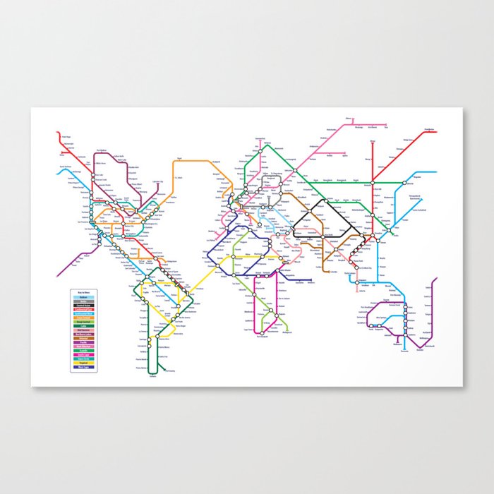 World Metro Subway Map Canvas Print
