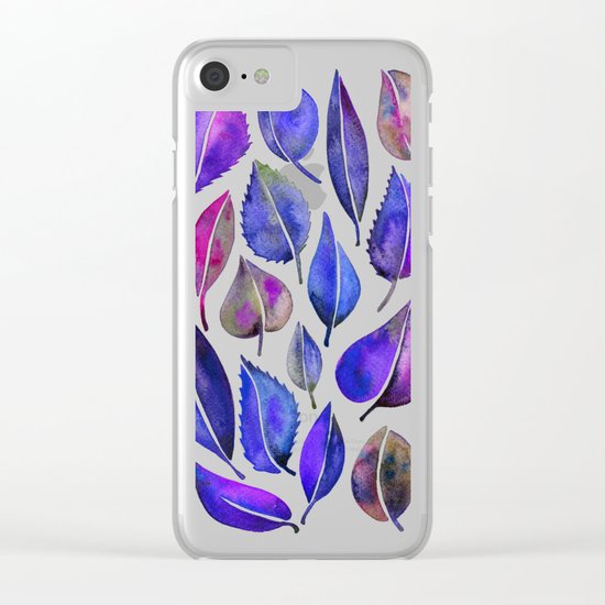 Indigo Leaves Clear iPhone Case
