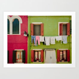 Laundry In Colorful Burano, Italy Art Print