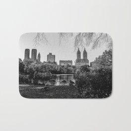 Autumn Fall in Central Park in New York City black and white Bath Mat