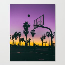 Los Angeles Purple and Gold Sunset Venice Beach Basketball Court Canvas Print