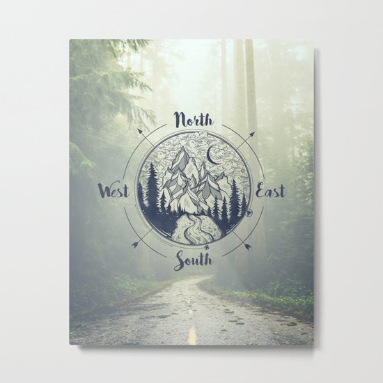 Compass Mountain Road Trip Metal Print