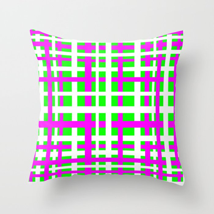 Fuchsia & Green Interlocking Stripes Throw Pillow