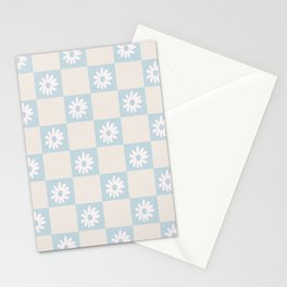 Retro Floral Checkered Pattern Stationery Card