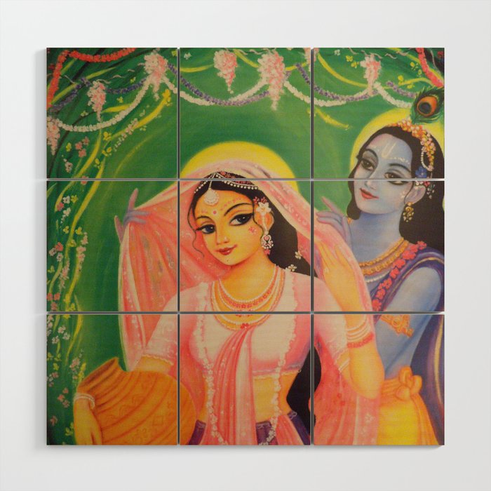 The Divine Couple - Radha and Krishna Wood Wall Art