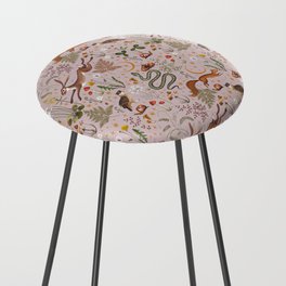 Enchanted Magical Midnight Forest Animals Blush III Counter Stool