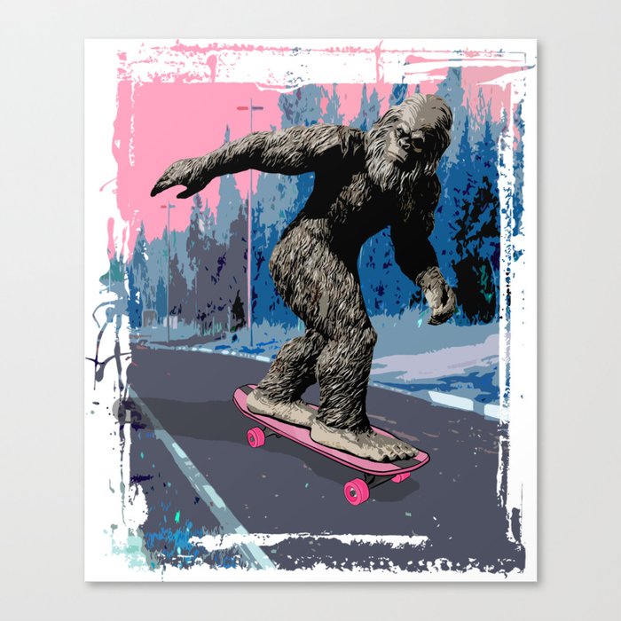 Bigfoot on Skateboard Canvas Print
