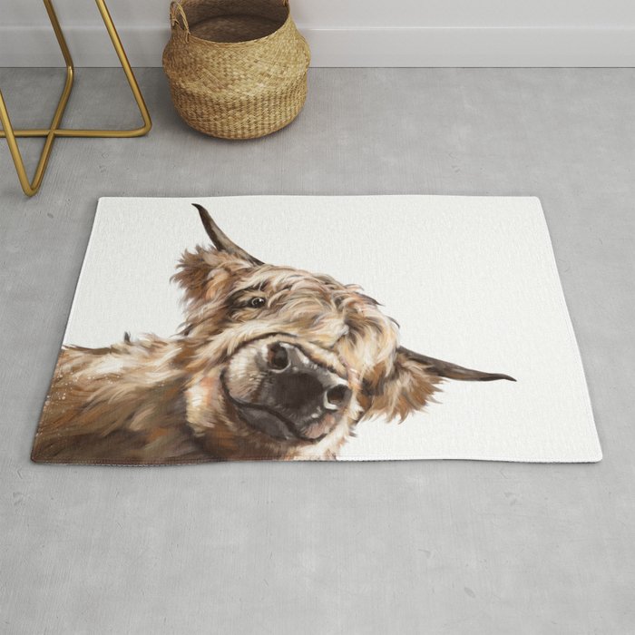 Sneaky Highland Cow Rug