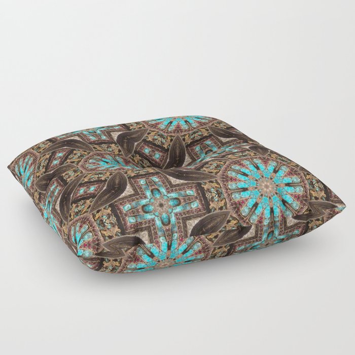 Turquoise and Brown Pattern Floor Pillow