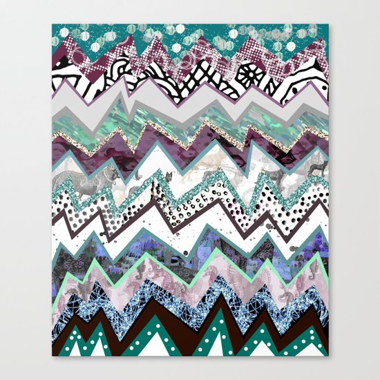 Cool Blues Zigzags Abstract Canvas Print