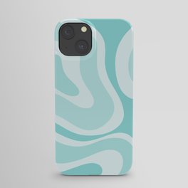 Modern Retro Liquid Swirl Abstract in Light Aqua Teal Blue iPhone Case