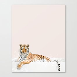 Tiger in a Bathtub, Tiger Taking a Bath, Tiger Bathing, Whimsy Animal Art Print By Synplus Canvas Print