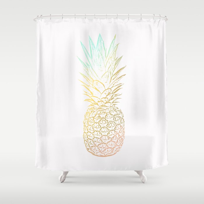 Ombre Gold Pineapple  Shower Curtain