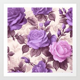 Purple Floral Seamless Pattern Art Print