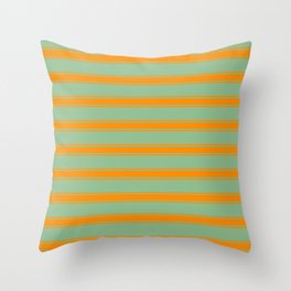 [ Thumbnail: Dark Sea Green & Dark Orange Colored Stripes/Lines Pattern Throw Pillow ]