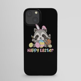 Happy Easter Cute Raccoon Easter With Easter Eggs iPhone Case