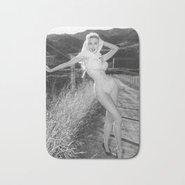 Vintage 1950's Pinup Girl Betty Brosmer Poster Bath Mat | Centerfold, Body, Hollywood, Bombshell, Starlett, Femalebody, Pinupgirl, Nude, Blonde, Beautiful 