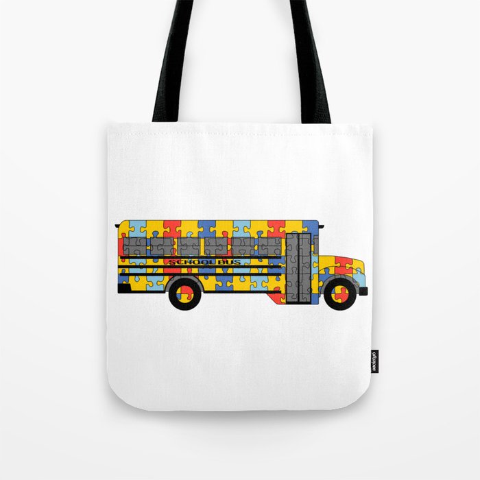 Autism Awareness School Bus Tote Bag By Victorialasher Society6 Autism Awareness School Bus Tote Bag