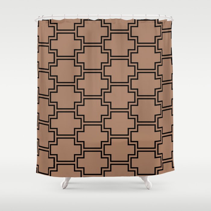 Brown and Black Tessellation Line Pattern 2 - 2022 Color of the Year Rustic Oak 2007-7B Shower Curtain
