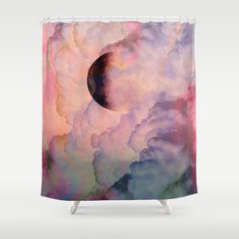 Majestic Moon in stormy Rainbow Sky  Shower Curtain | Contemporary, Digitalmanipulation, Moon, Decor, Sky, Beautiful, Collage, Moonphase, Dorm, Cloudy 