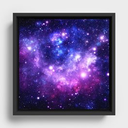 Purple Blue Galaxy Nebula Framed Canvas