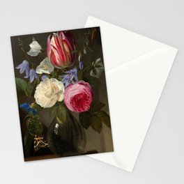 Roses and a Tulip in a Glass Vase, 1650-1660 by Jan Philips van Thielen Stationery Card