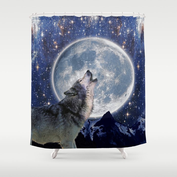 One Wolf Moon - Wildlife Art Shower Curtain