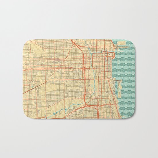 Chicago Map Retro Bath Mat