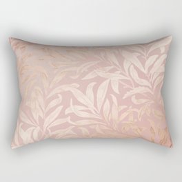 Blush Pink Leaves Silk Trendy Collection Rectangular Pillow