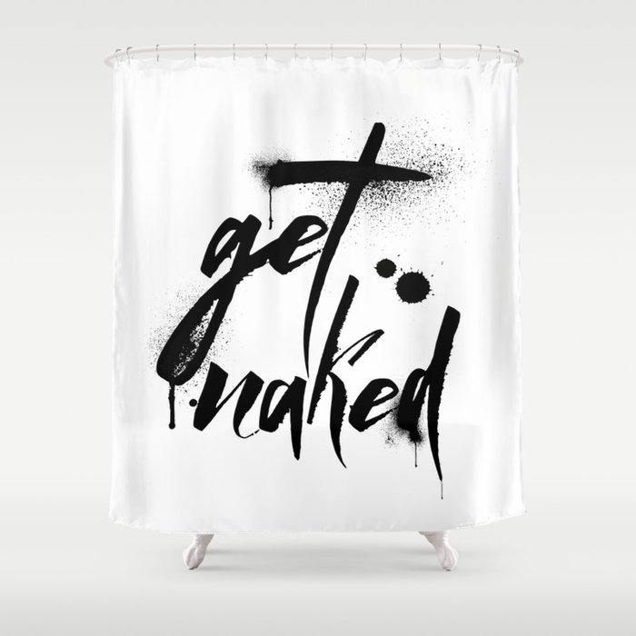 Get Naked Ink Paint Modern Black And White Shower Curtain By