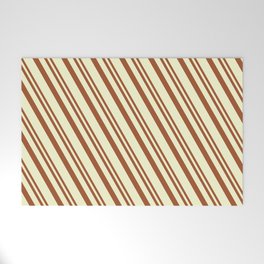 [ Thumbnail: Sienna & Light Yellow Colored Stripes Pattern Welcome Mat ]