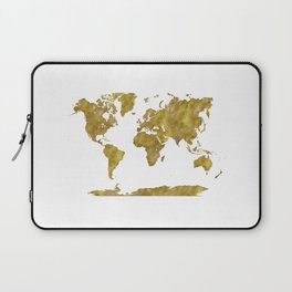 world map in watercolor gold color Laptop Sleeve