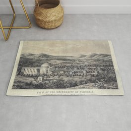 1856 engraving of the Virginia university Rug | Engraving, Archive, Wallart, University, Faculty, Monticello, Gift, College, Charlottesville, Historic 